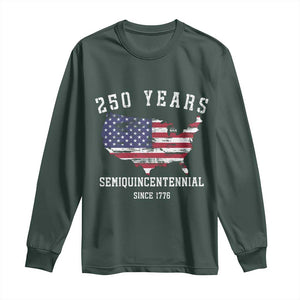 USA 250th Anniversary Long Sleeve Shirt United States Semiquincentennial 1776 2026 Patriotic Independence Day TS10 Dark Forest Green Print Your Wear