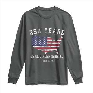 USA 250th Anniversary Long Sleeve Shirt United States Semiquincentennial 1776 2026 Patriotic Independence Day TS10 Dark Heather Print Your Wear