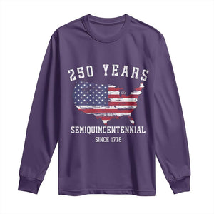 USA 250th Anniversary Long Sleeve Shirt United States Semiquincentennial 1776 2026 Patriotic Independence Day TS10 Purple Print Your Wear