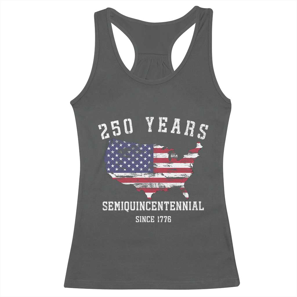 USA 250th Anniversary Racerback Tank Top United States Semiquincentennial 1776 2026 Patriotic Independence Day TS10 Dark Heather Print Your Wear