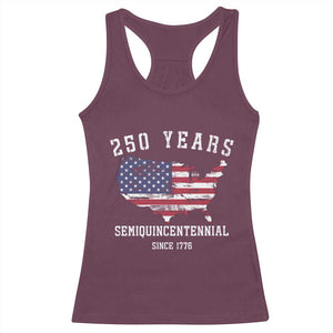 USA 250th Anniversary Racerback Tank Top United States Semiquincentennial 1776 2026 Patriotic Independence Day TS10 Maroon Print Your Wear
