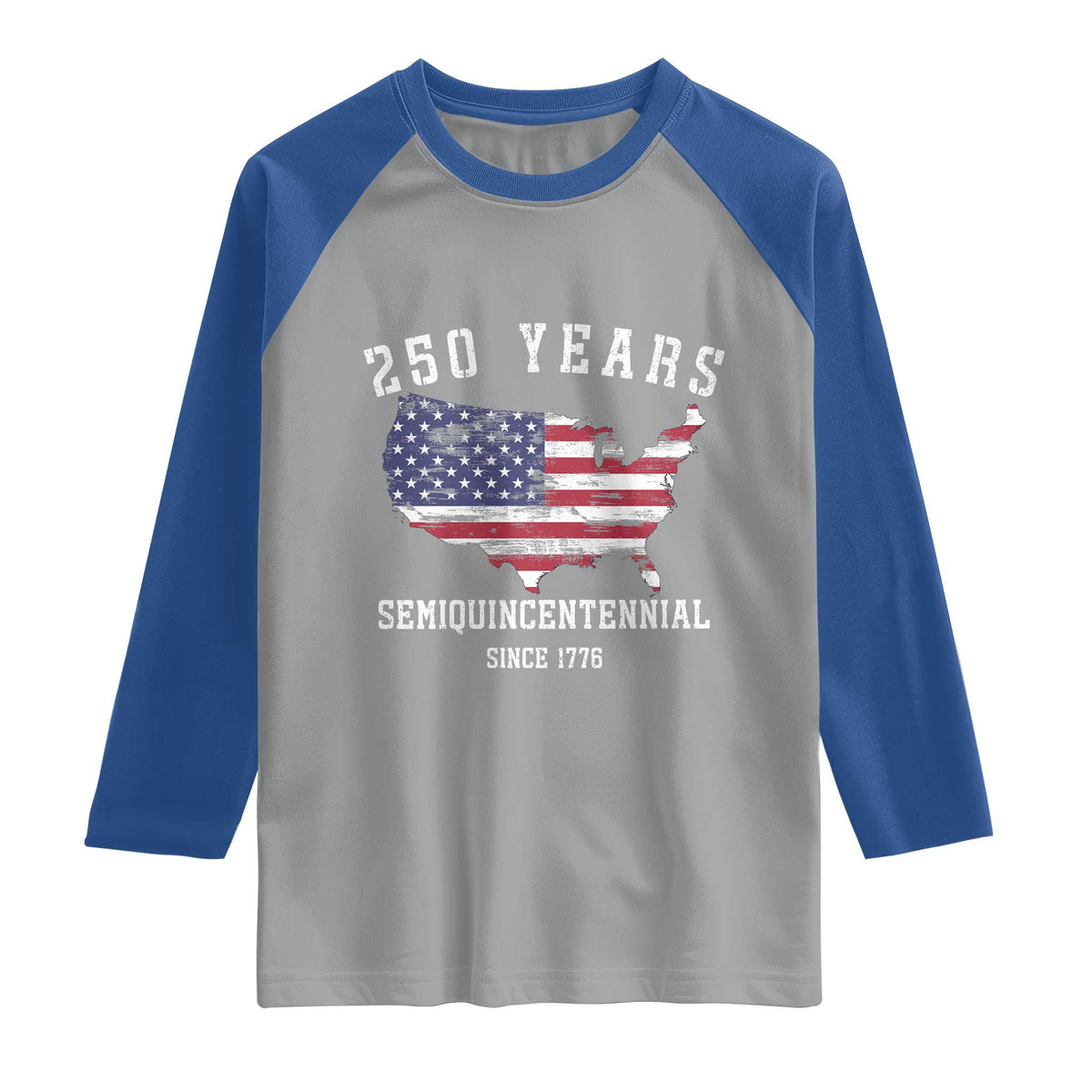 USA 250th Anniversary Raglan Shirt United States Semiquincentennial 1776 2026 Patriotic Independence Day TS10 Sport Gray Royal Print Your Wear
