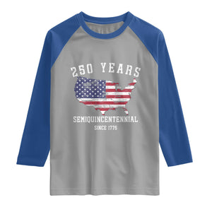 USA 250th Anniversary Raglan Shirt United States Semiquincentennial 1776 2026 Patriotic Independence Day TS10 Sport Gray Royal Print Your Wear