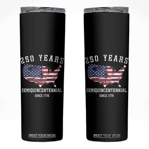 USA 250th Anniversary Skinny Tumbler United States Semiquincentennial 1776 2026 Patriotic Independence Day TS10 Black Print Your Wear