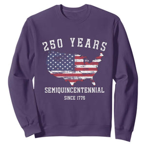 USA 250th Anniversary Sweatshirt United States Semiquincentennial 1776 2026 Patriotic Independence Day TS10 Purple Print Your Wear