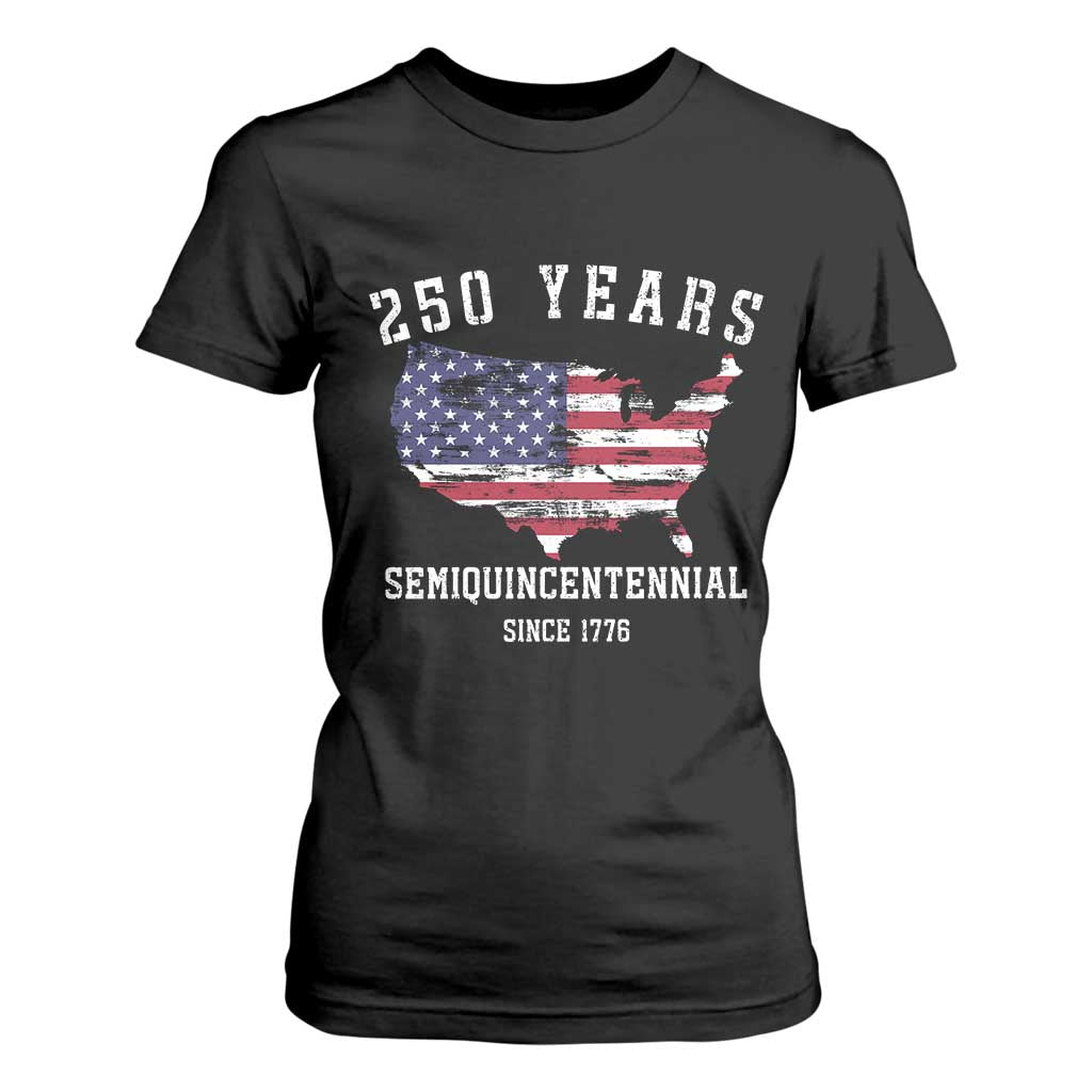USA 250th Anniversary T Shirt For Women United States Semiquincentennial 1776 2026 Patriotic Independence Day TS10 Black Print Your Wear