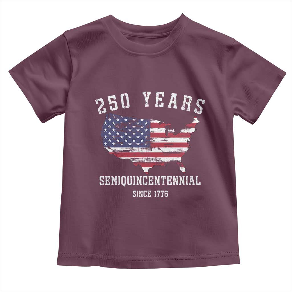 USA 250th Anniversary Toddler T Shirt United States Semiquincentennial 1776 2026 Patriotic Independence Day TS10 Maroon Print Your Wear