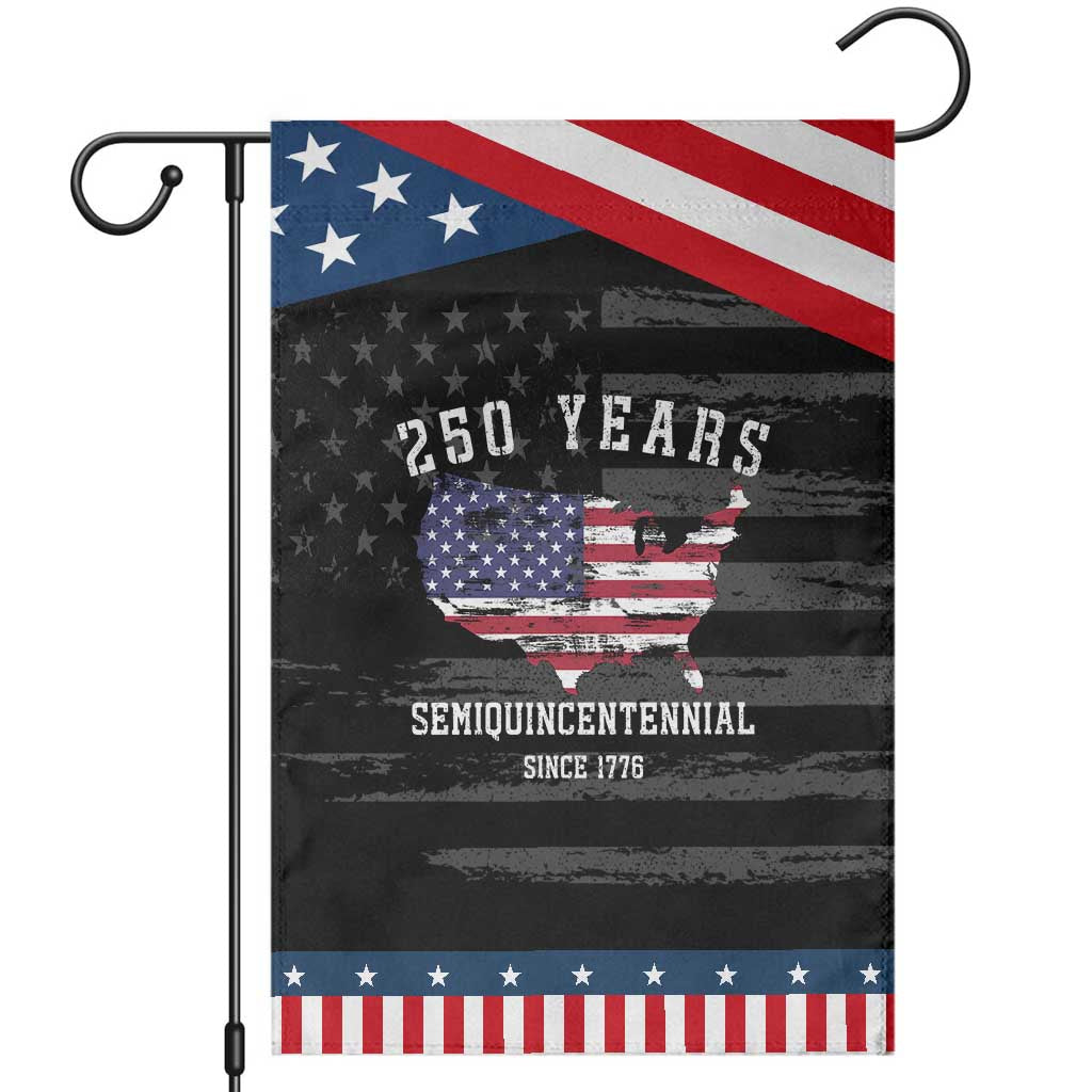 USA 250th Anniversary Garden Flag United States Semiquincentennial 1776 2026 Patriotic Independence Day TS10 Distressed Black Blue Print Your Wear