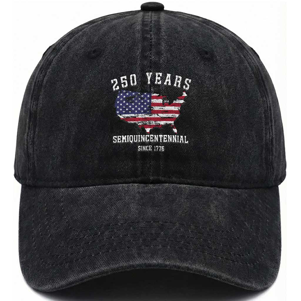 USA 250th Anniversary Washed Cotton Baseball Cap United States Semiquincentennial 1776 2026 Patriotic Independence Day TS10 Print Your Wear
