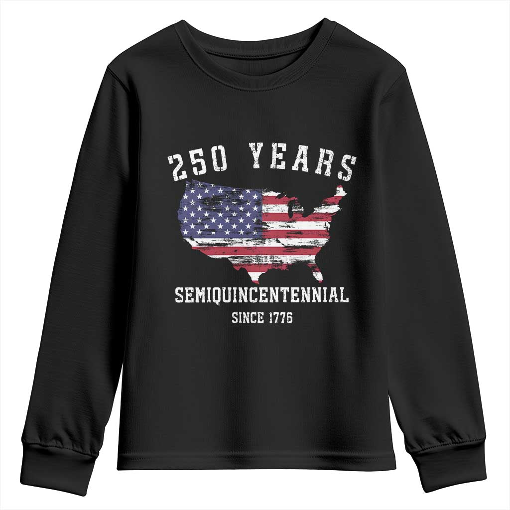 USA 250th Anniversary Youth Sweatshirt United States Semiquincentennial 1776 2026 Patriotic Independence Day TS10 Black Print Your Wear