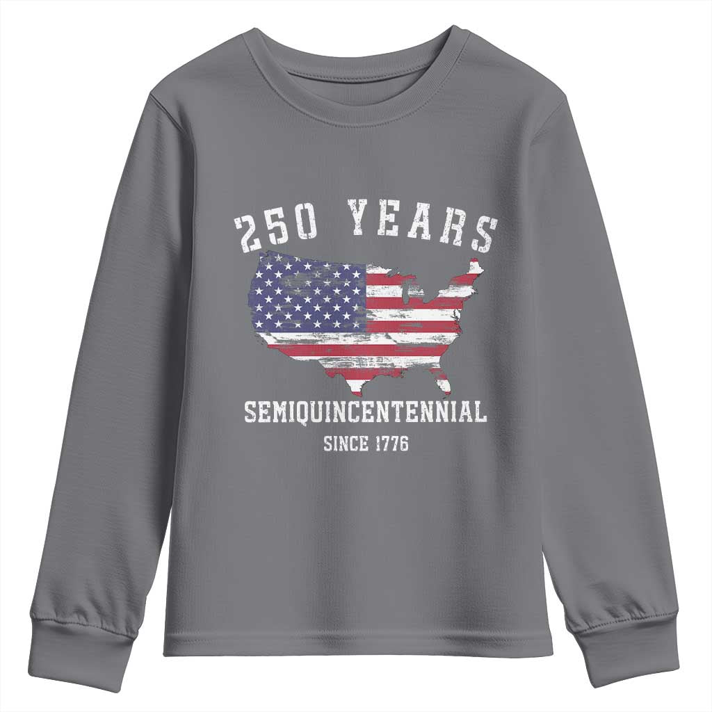 USA 250th Anniversary Youth Sweatshirt United States Semiquincentennial 1776 2026 Patriotic Independence Day TS10 Charcoal Print Your Wear