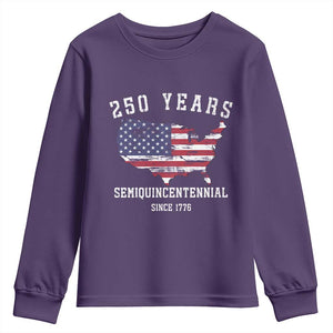 USA 250th Anniversary Youth Sweatshirt United States Semiquincentennial 1776 2026 Patriotic Independence Day TS10 Purple Print Your Wear
