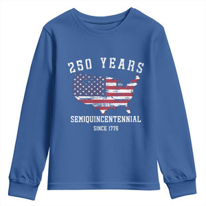 USA 250th Anniversary Youth Sweatshirt United States Semiquincentennial 1776 2026 Patriotic Independence Day TS10 Royal Blue Print Your Wear