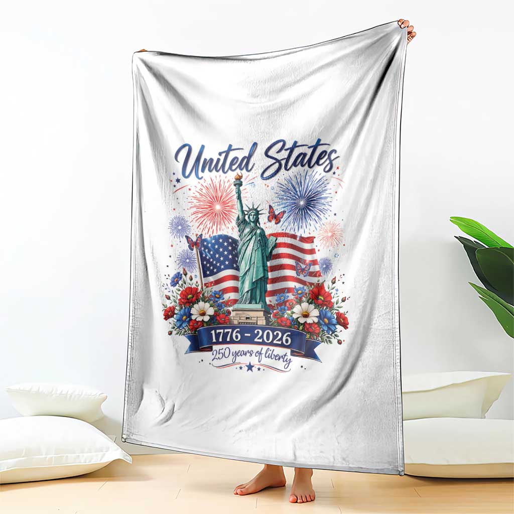 250th Anniversary USA Throw Blanket Patriotic Liberty Floral 250 Years American 4th July 1776 2026 TS10 Print Your Wear