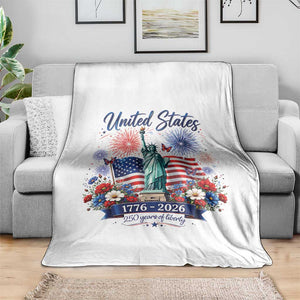 250th Anniversary USA Throw Blanket Patriotic Liberty Floral 250 Years American 4th July 1776 2026 TS10 Print Your Wear