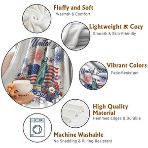 250th Anniversary USA Throw Blanket Patriotic Liberty Floral 250 Years American 4th July 1776 2026 TS10 Print Your Wear