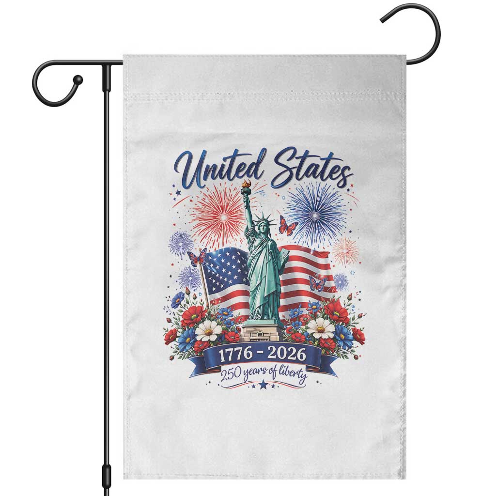 250th Anniversary USA Garden Flag Patriotic Liberty Floral 250 Years American 4th July 1776 2026 TS10 White Print Your Wear