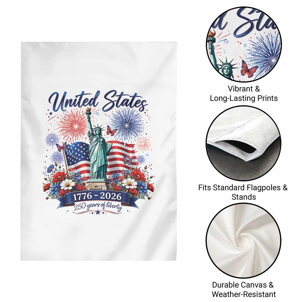250th Anniversary USA Garden Flag Patriotic Liberty Floral 250 Years American 4th July 1776 2026 TS10 Print Your Wear