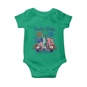 250th Anniversary USA Baby Onesie Patriotic Liberty Floral 250 Years American 4th July 1776 2026 TS10 Irish Green Print Your Wear
