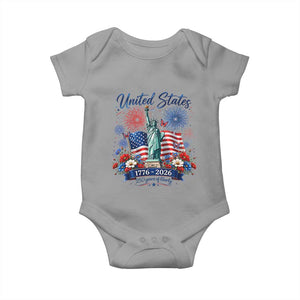 250th Anniversary USA Baby Onesie Patriotic Liberty Floral 250 Years American 4th July 1776 2026 TS10 Sport Gray Print Your Wear