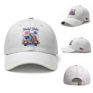 250th Anniversary USA Baseball Cap Patriotic Liberty Floral 250 Years American 4th July 1776 2026 TS10 Baseball Cap Universal Fit White Print Your Wear
