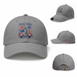 250th Anniversary USA Baseball Cap Patriotic Liberty Floral 250 Years American 4th July 1776 2026 TS10 Baseball Cap Universal Fit Sport Gray Print Your Wear