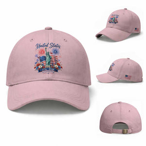 250th Anniversary USA Baseball Cap Patriotic Liberty Floral 250 Years American 4th July 1776 2026 TS10 Baseball Cap Universal Fit Light Pink Print Your Wear
