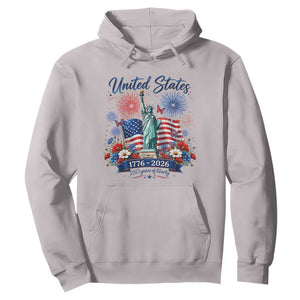 250th Anniversary USA Hoodie Patriotic Liberty Floral 250 Years American 4th July 1776 2026 TS10 Ice Gray Print Your Wear
