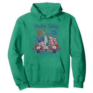 250th Anniversary USA Hoodie Patriotic Liberty Floral 250 Years American 4th July 1776 2026 TS10 Irish Green Print Your Wear