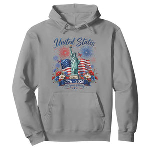 250th Anniversary USA Hoodie Patriotic Liberty Floral 250 Years American 4th July 1776 2026 TS10 Sport Gray Print Your Wear