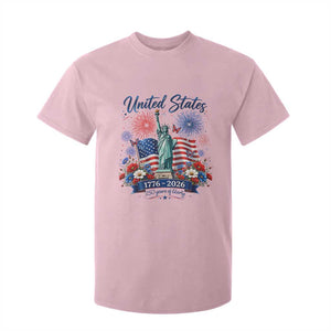 250th Anniversary USA T Shirt For Kid Patriotic Liberty Floral 250 Years American 4th July 1776 2026 TS10 Light Pink Print Your Wear
