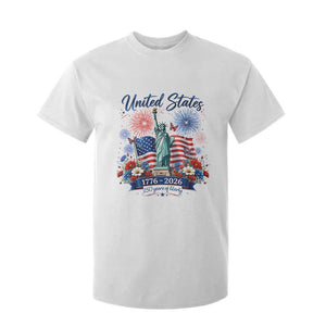250th Anniversary USA T Shirt For Kid Patriotic Liberty Floral 250 Years American 4th July 1776 2026 TS10 White Print Your Wear
