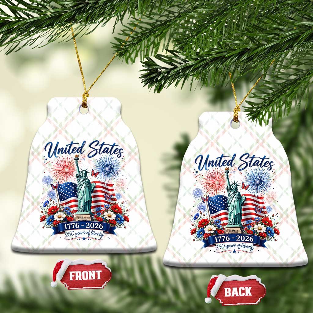 250th Anniversary USA Ceramic Ornament Patriotic Liberty Floral 250 Years American 4th July 1776 2026 TS10 Print Your Wear