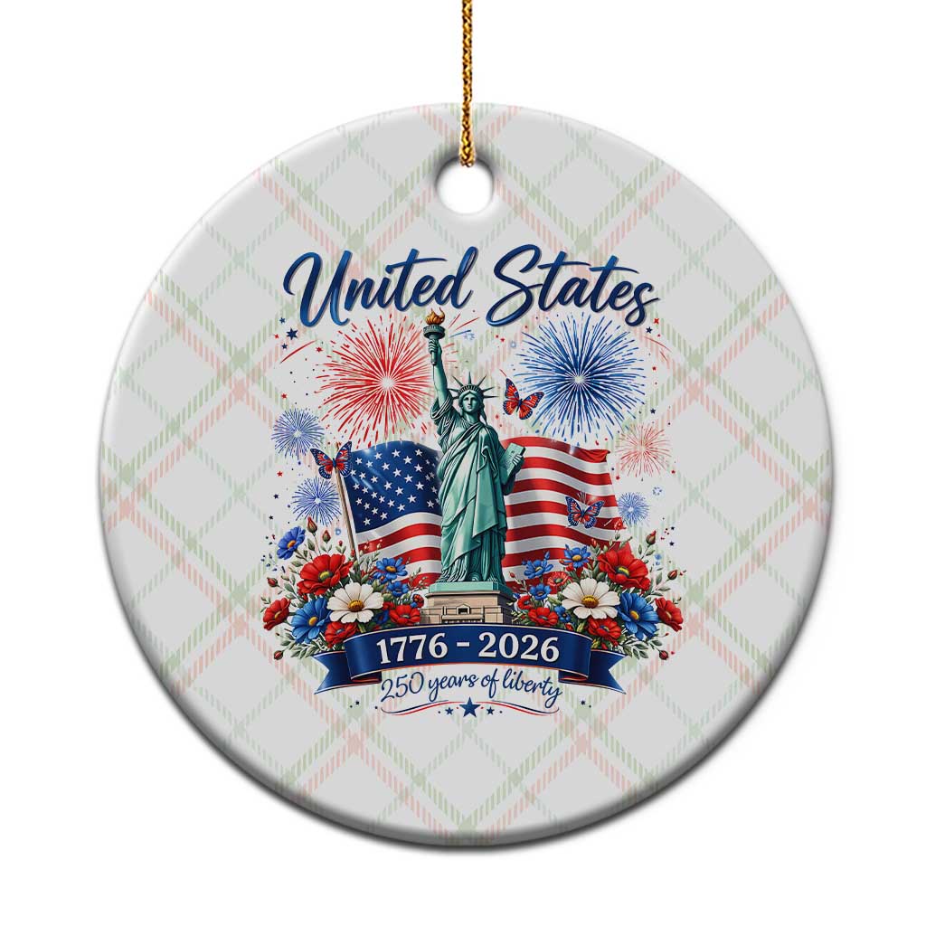 250th Anniversary USA Ceramic Ornament Patriotic Liberty Floral 250 Years American 4th July 1776 2026 TS10 1pc Christmas Plaid Print Your Wear