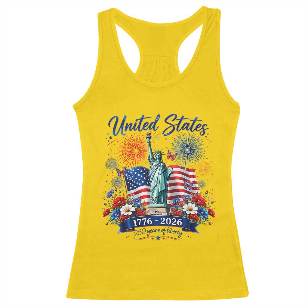 250th Anniversary USA Racerback Tank Top Patriotic Liberty Floral 250 Years American 4th July 1776 2026 TS10 Daisy Print Your Wear