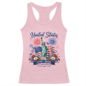 250th Anniversary USA Racerback Tank Top Patriotic Liberty Floral 250 Years American 4th July 1776 2026 TS10 Light Pink Print Your Wear