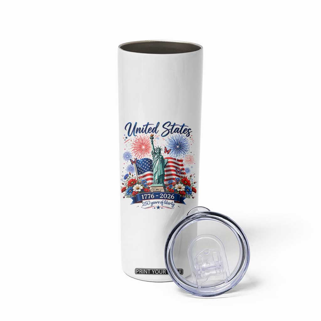 250th Anniversary USA Skinny Tumbler Patriotic Liberty Floral 250 Years American 4th July 1776 2026 TS10 Print Your Wear