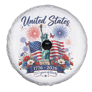 250th Anniversary USA Spare Tire Cover Patriotic Liberty Floral 250 Years American 4th July 1776 2026 TS10 Print Your Wear