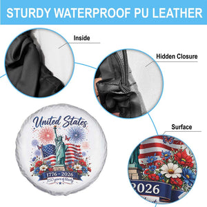250th Anniversary USA Spare Tire Cover Patriotic Liberty Floral 250 Years American 4th July 1776 2026 TS10 Print Your Wear