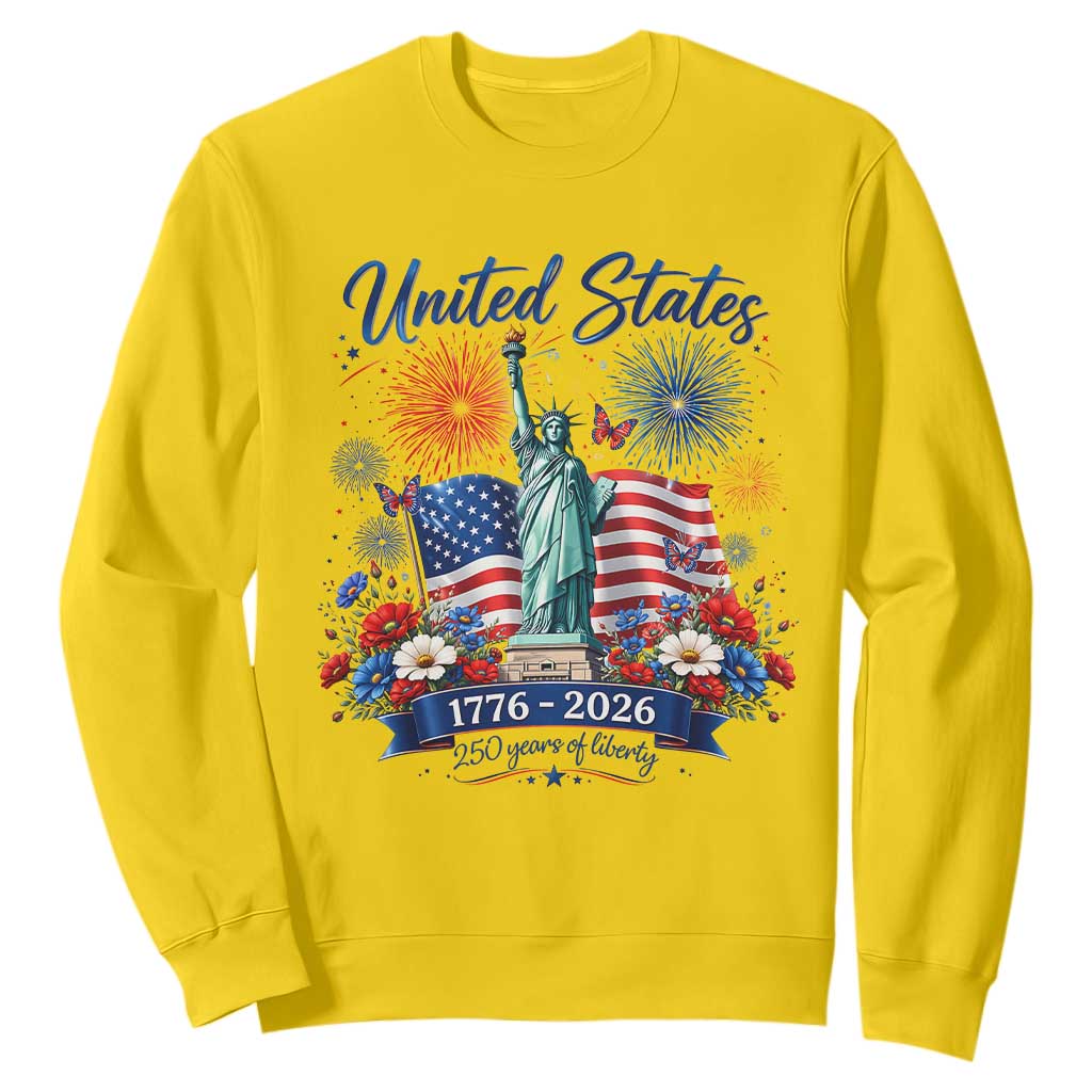 250th Anniversary USA Sweatshirt Patriotic Liberty Floral 250 Years American 4th July 1776 2026 TS10 Daisy Print Your Wear