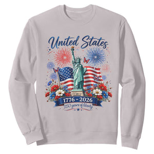 250th Anniversary USA Sweatshirt Patriotic Liberty Floral 250 Years American 4th July 1776 2026 TS10 Ice Gray Print Your Wear