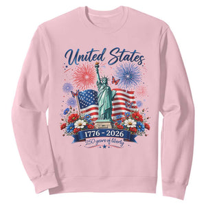 250th Anniversary USA Sweatshirt Patriotic Liberty Floral 250 Years American 4th July 1776 2026 TS10 Light Pink Print Your Wear