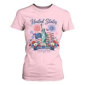 250th Anniversary USA T Shirt For Women Patriotic Liberty Floral 250 Years American 4th July 1776 2026 TS10 Light Pink Print Your Wear
