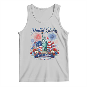 250th Anniversary USA Tank Top Patriotic Liberty Floral 250 Years American 4th July 1776 2026 TS10 Ash Print Your Wear