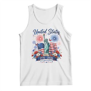 250th Anniversary USA Tank Top Patriotic Liberty Floral 250 Years American 4th July 1776 2026 TS10 White Print Your Wear