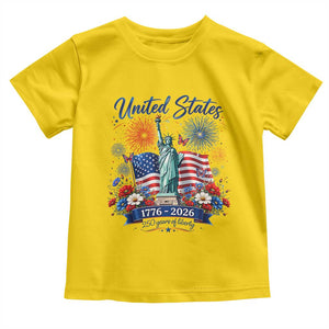 250th Anniversary USA Toddler T Shirt Patriotic Liberty Floral 250 Years American 4th July 1776 2026 TS10 Daisy Print Your Wear