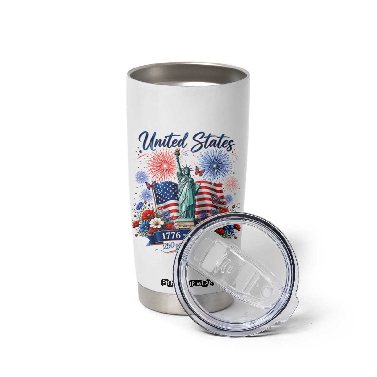 250th Anniversary USA Tumbler Cup Patriotic Liberty Floral 250 Years American 4th July 1776 2026 TS10 Print Your Wear