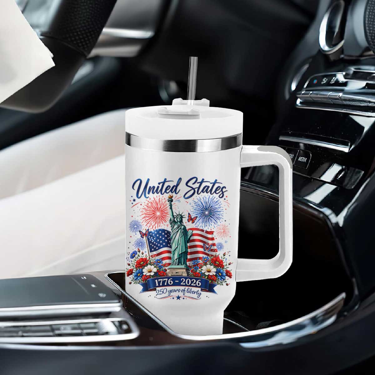 250th Anniversary USA Tumbler With Handle Patriotic Liberty Floral 250 Years American 4th July 1776 2026 TS10 Print Your Wear