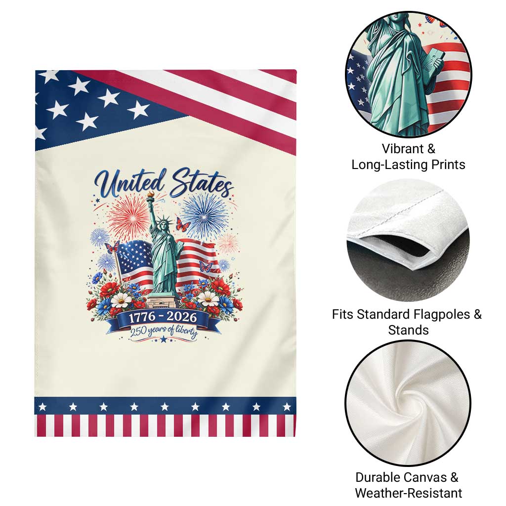 250th Anniversary USA Garden Flag Patriotic Liberty Floral 250 Years American 4th July 1776 2026 TS10 Print Your Wear