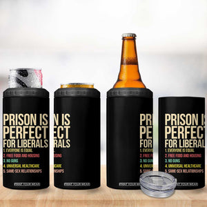 Prison Is Perfect For Liberals 4 in 1 Can Cooler Tumbler Funny Anti Liberal Quote Satire Statement Subtle FDT Political Humor